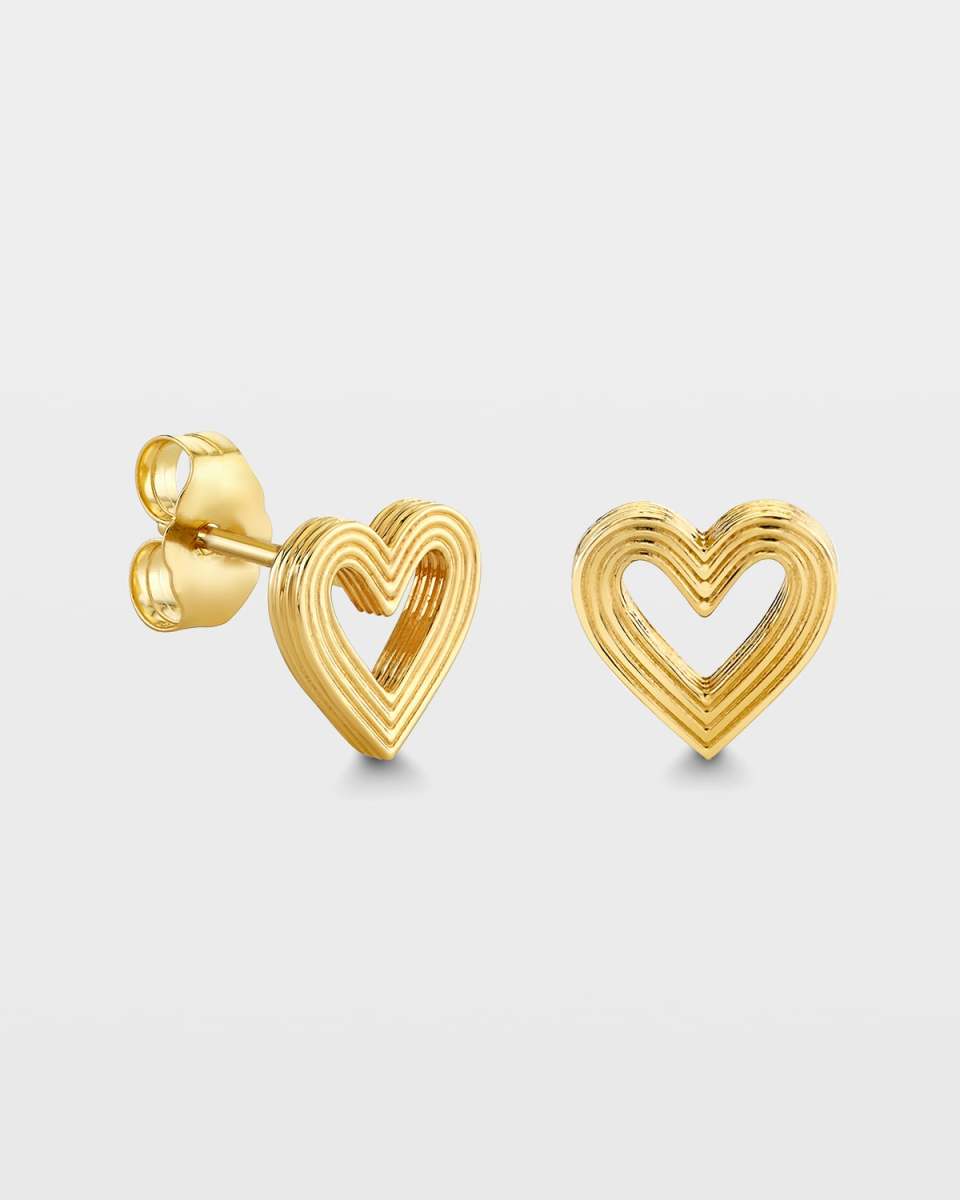 Fluted Heart Stud Earrings